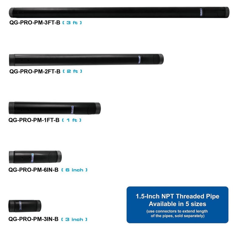 QualGear QG-PRO-PM-PC-B Pro-AV 1.5" Npt Threaded Pipe Connector Projector Accessory - Image 5
